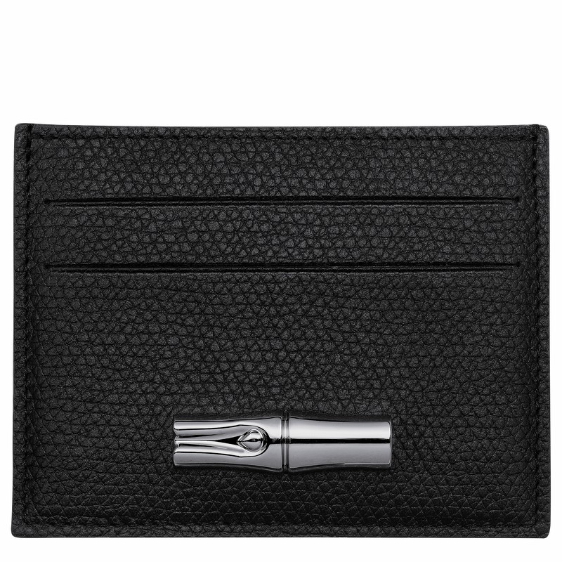 Longchamp Le Roseau Card holder - Leather Black USA | L3218HFP001