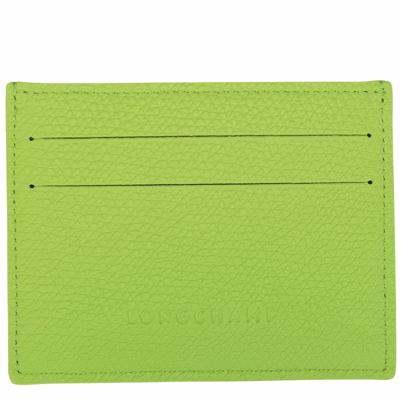 Longchamp Le Roseau Card holder - Leather Green Light USA | L3218HFP355