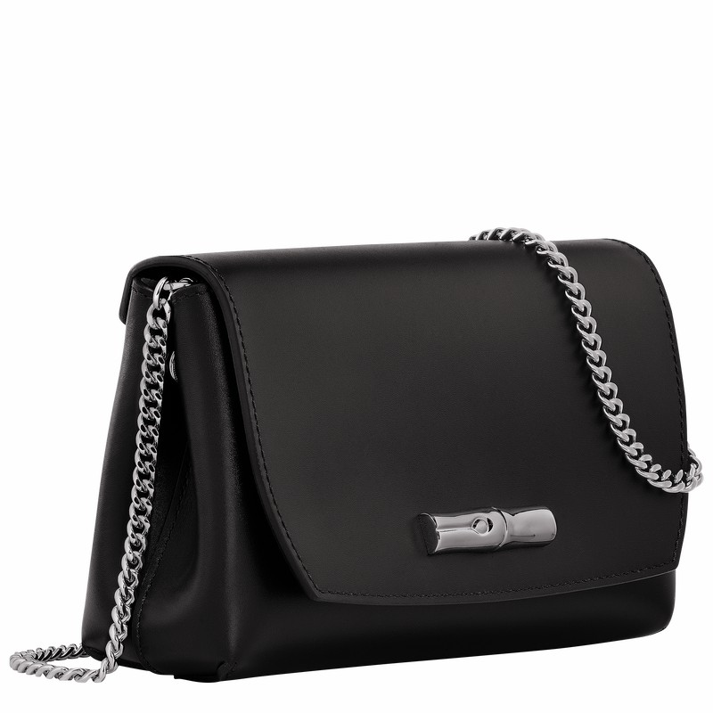 Longchamp Le Roseau Clutch - Leather Black USA | 10191HCN001