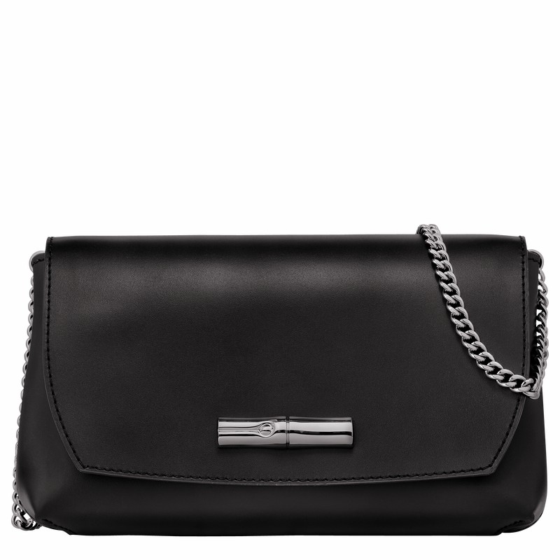 Longchamp Le Roseau Clutch - Leather Black USA | 10191HCN001