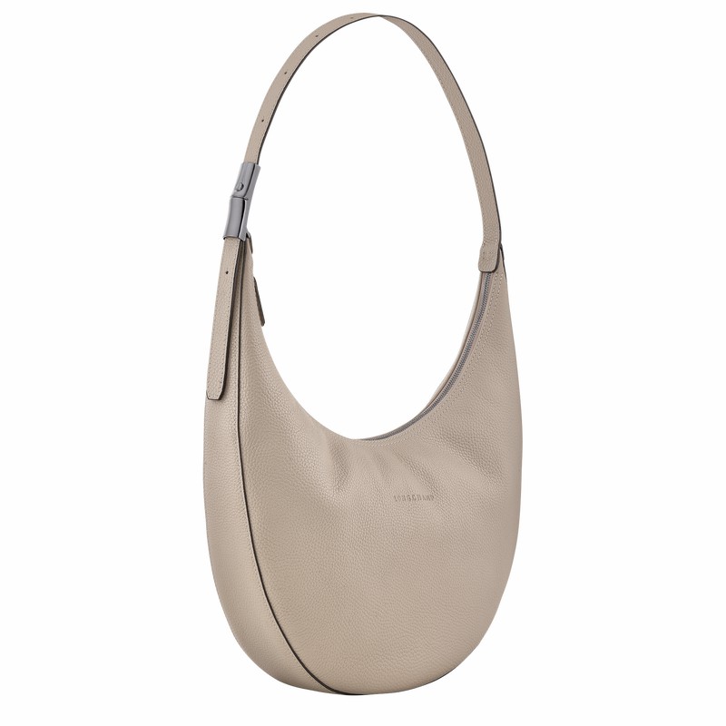 Longchamp Le Roseau Essential L Crossbody bag - Leather Grey USA | 10234968266