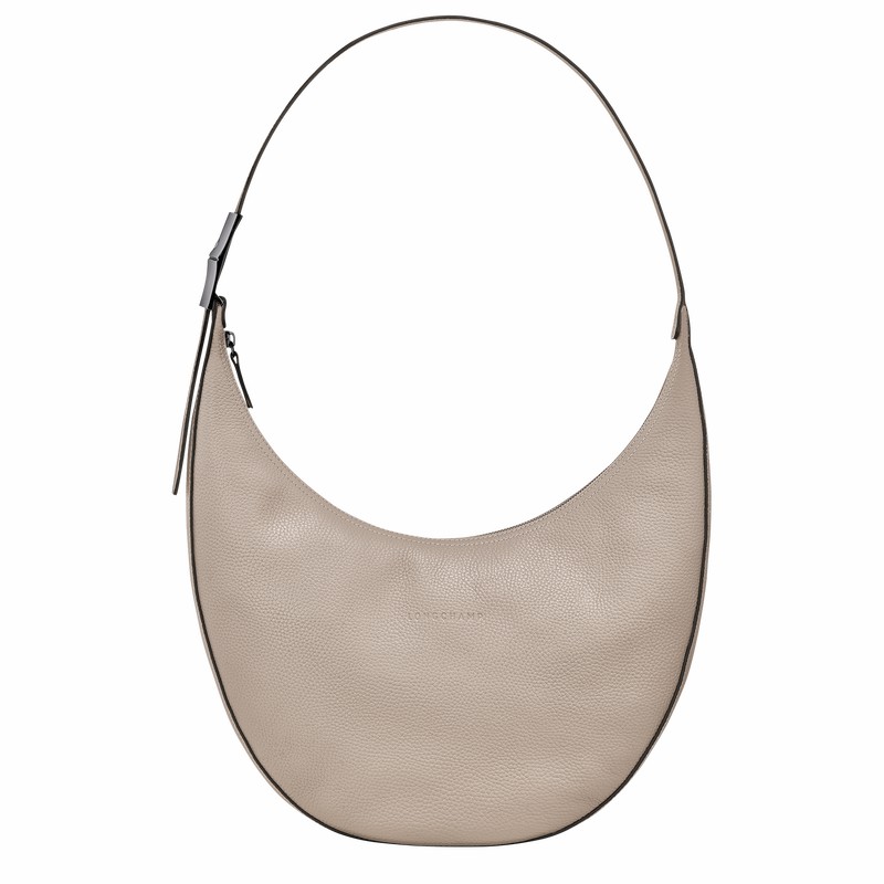 Longchamp Le Roseau Essential L Crossbody bag - Leather Grey USA | 10234968266