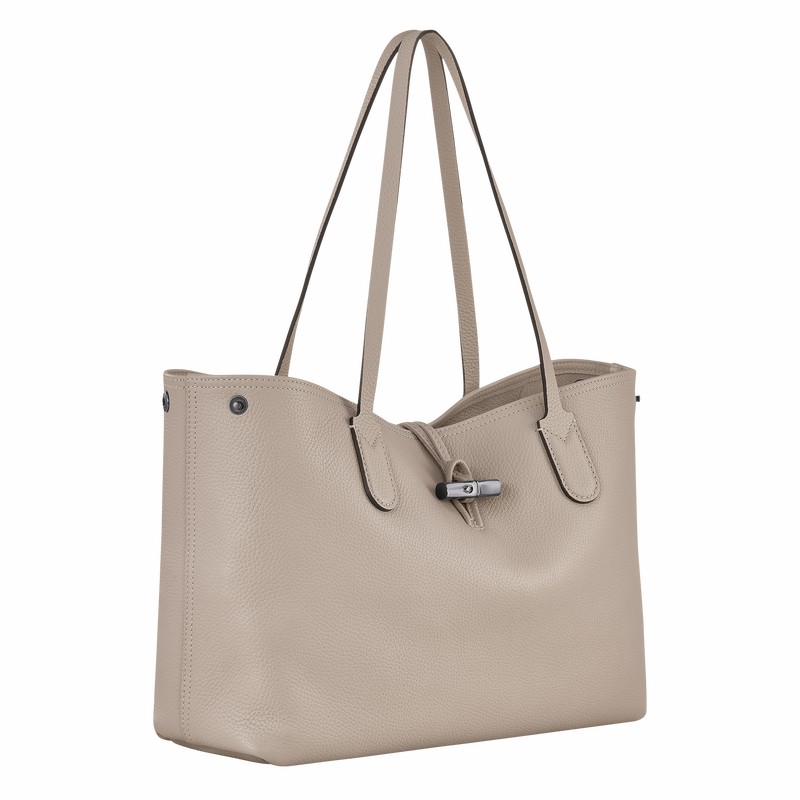 Longchamp Le Roseau Essential L Tote bag - Leather Grey USA | L2686968266