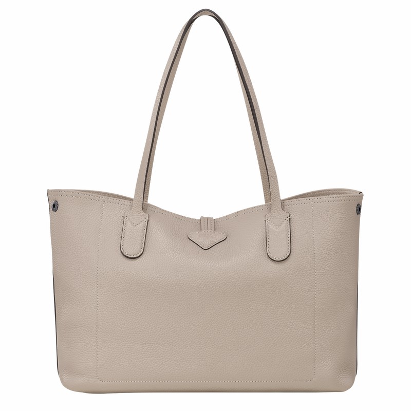 Longchamp Le Roseau Essential L Tote bag - Leather Grey USA | L2686968266