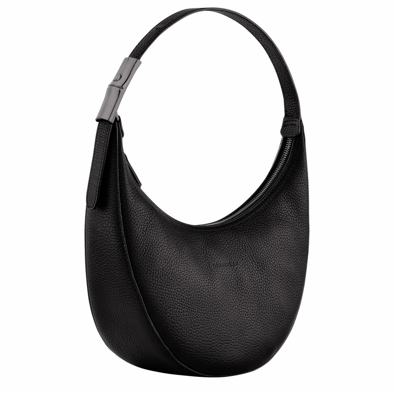 Longchamp Le Roseau Essential M Hobo bag - Leather Black USA | 10218968001