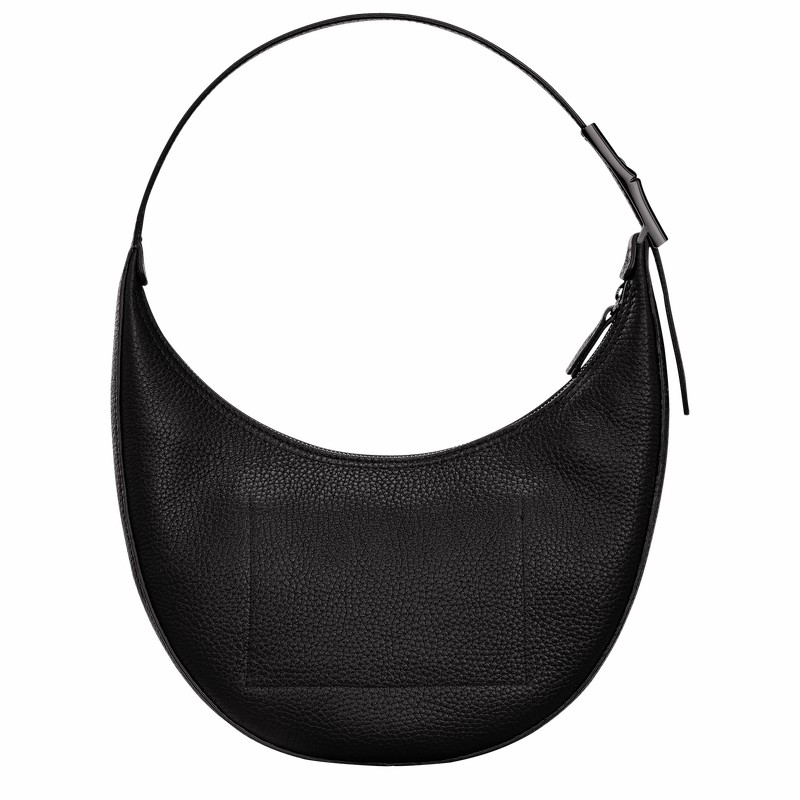 Longchamp Le Roseau Essential M Hobo bag - Leather Black USA | 10218968001