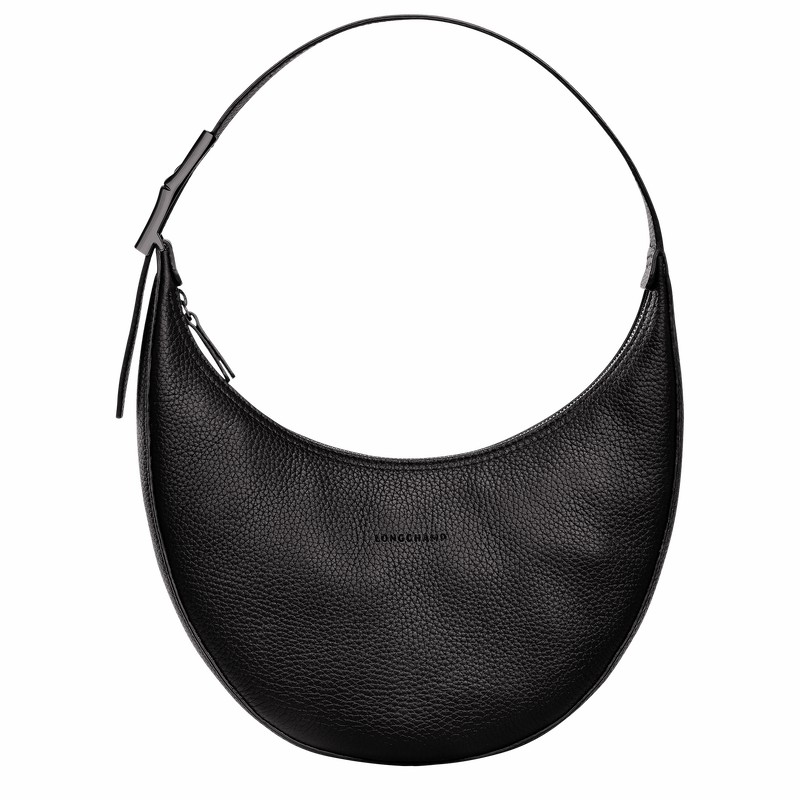 Longchamp Le Roseau Essential M Hobo bag - Leather Black USA | 10218968001