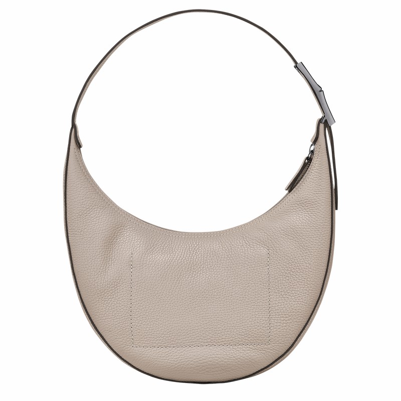 Longchamp Le Roseau Essential M Hobo bag - Leather Grey USA | 10218968266