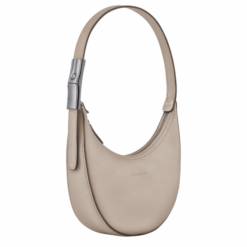 Longchamp Le Roseau Essential S Hobo bag - Leather Grey USA | 10217968266