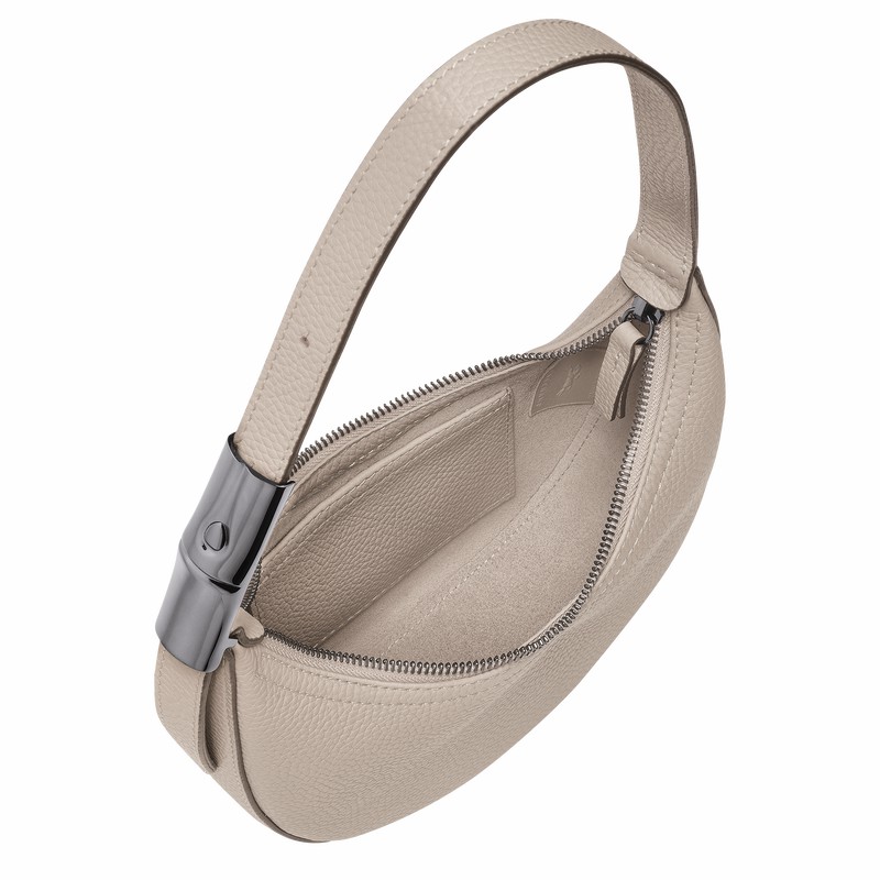 Longchamp Le Roseau Essential S Hobo bag - Leather Grey USA | 10217968266