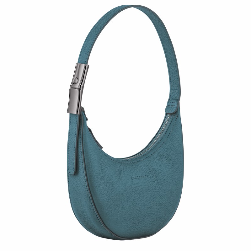 Longchamp Le Roseau Essential S Hobo bag - Leather Peacock USA | 10217968P89