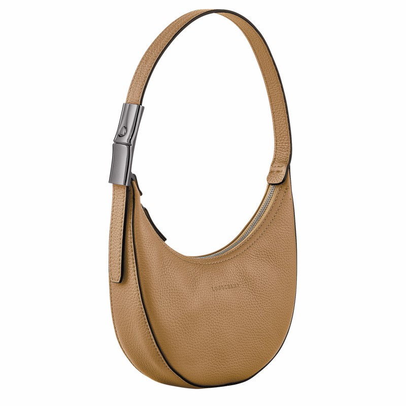 Longchamp Le Roseau Essential S Hobo bag - Leather Khaki USA | 10217968026