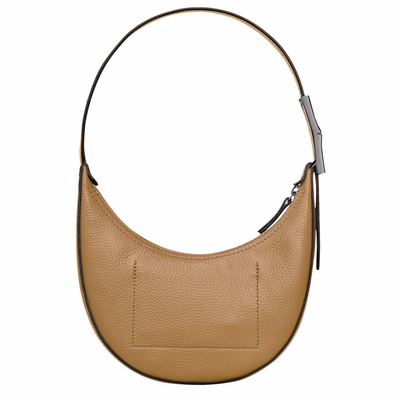 Longchamp Le Roseau Essential S Hobo bag - Leather Khaki USA | 10217968026