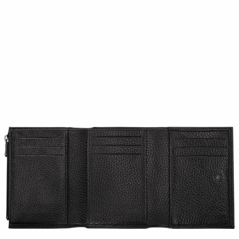 Longchamp Le Roseau Essential Wallet - Leather Black USA | 30021968001