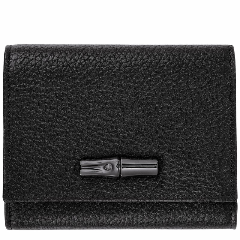 Longchamp Le Roseau Essential Wallet - Leather Black USA | 30021968001