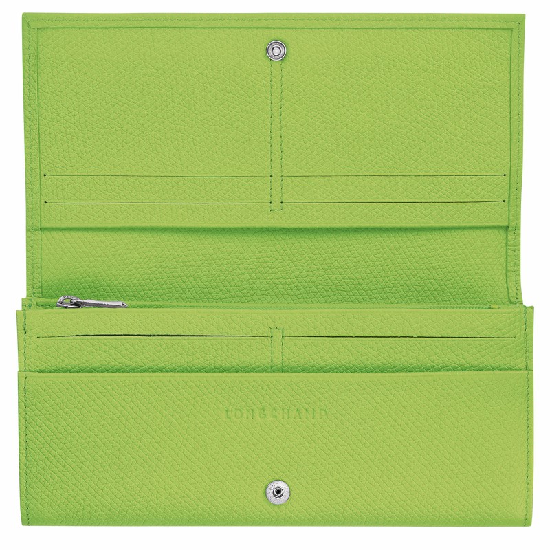 Longchamp Le Roseau Flap wallet - Leather Green Light USA | L3044HFP355