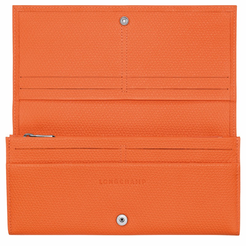 Longchamp Le Roseau Flap wallet - Leather Orange USA | L3044HFP017