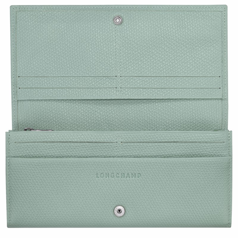 Longchamp Le Roseau Flap wallet - Leather Celadon USA | L3044HFP282