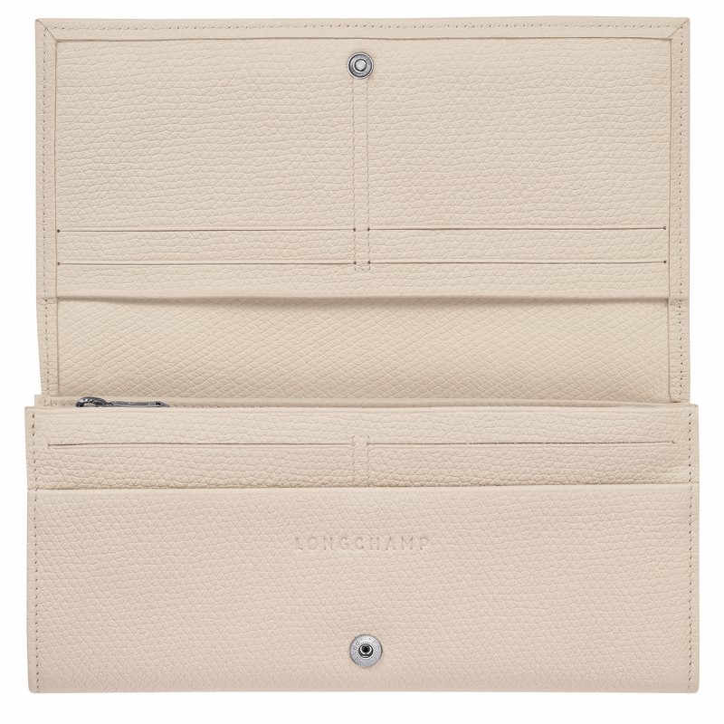 Longchamp Le Roseau Flap wallet - Leather White USA | L3044HFP555