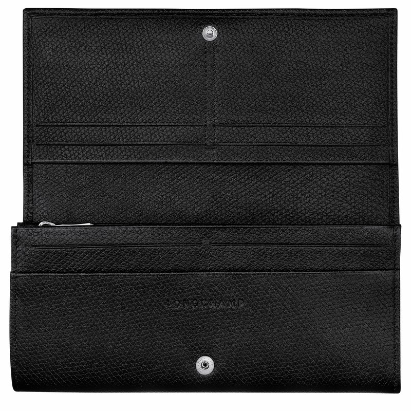 Longchamp Le Roseau Flap wallet - Leather Black USA | L3044HFP001