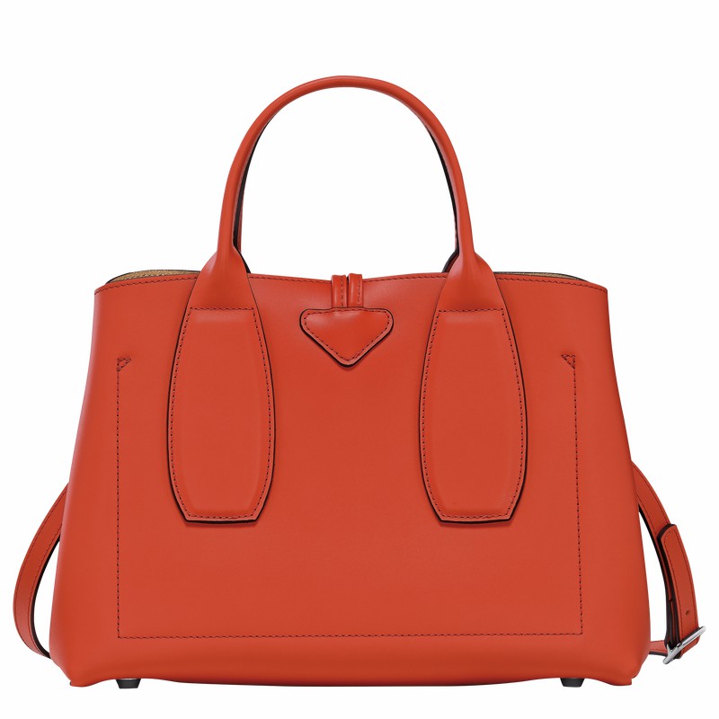 Longchamp Le Roseau M Handbag - Leather Orange USA | 10058HCL685