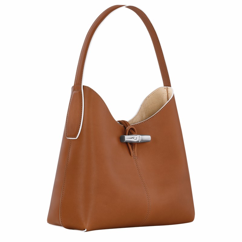 Longchamp Le Roseau M Hobo bag - Leather Brown USA | 10153HQS504