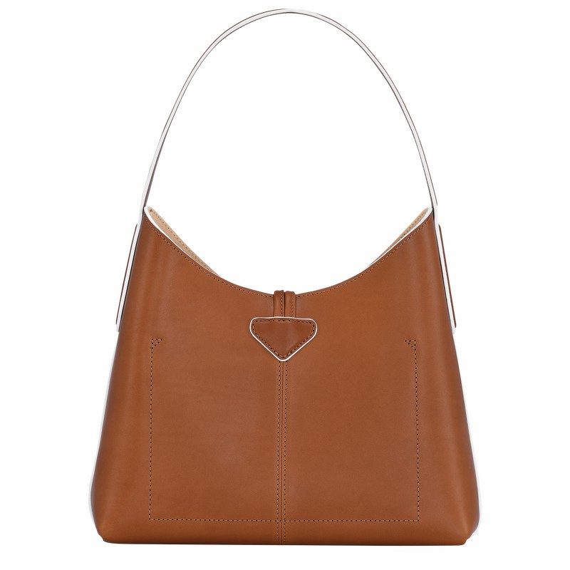 Longchamp Le Roseau M Hobo bag - Leather Brown USA | 10153HQS504