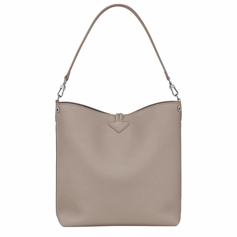 Longchamp Le Roseau M Shoulder bag - Leather Grey USA | 10281HFP266