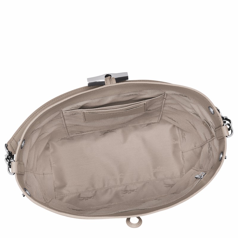 Longchamp Le Roseau M Shoulder bag - Leather Grey USA | 10281HFP266