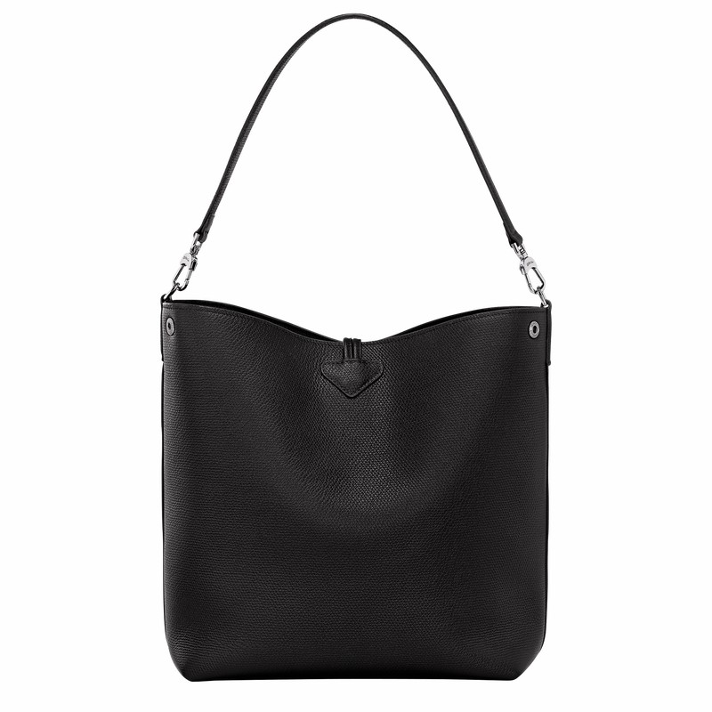 Longchamp Le Roseau M Shoulder bag - Leather Black USA | 10281HFP001