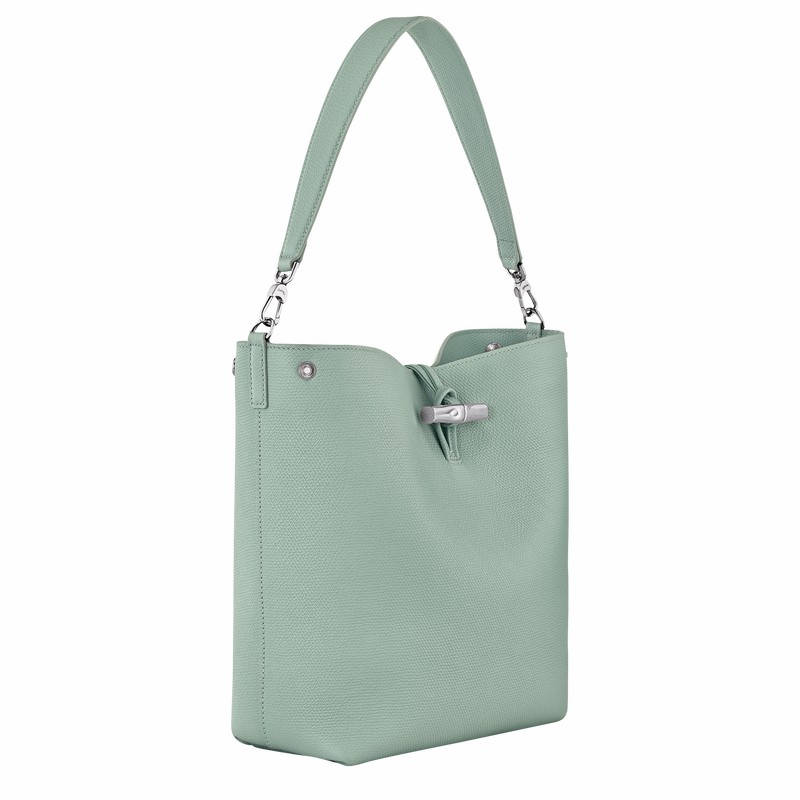 Longchamp Le Roseau M Shoulder bag - Leather Celadon USA | 10281HFP282