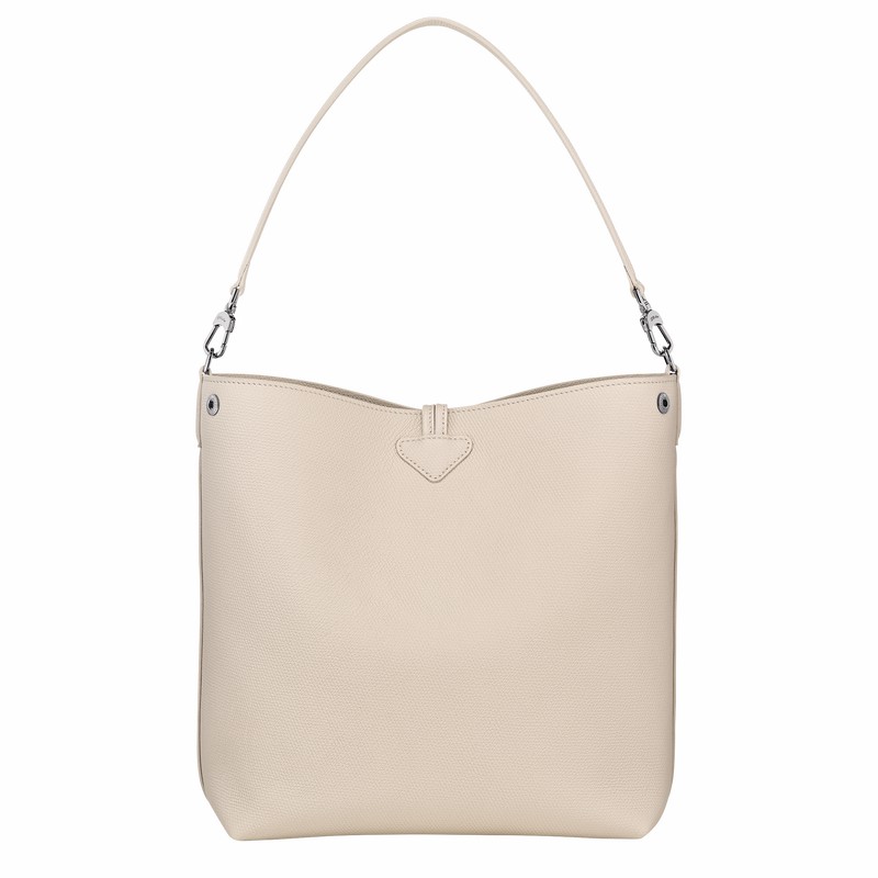 Longchamp Le Roseau M Shoulder bag - Leather White USA | 10281HFP555