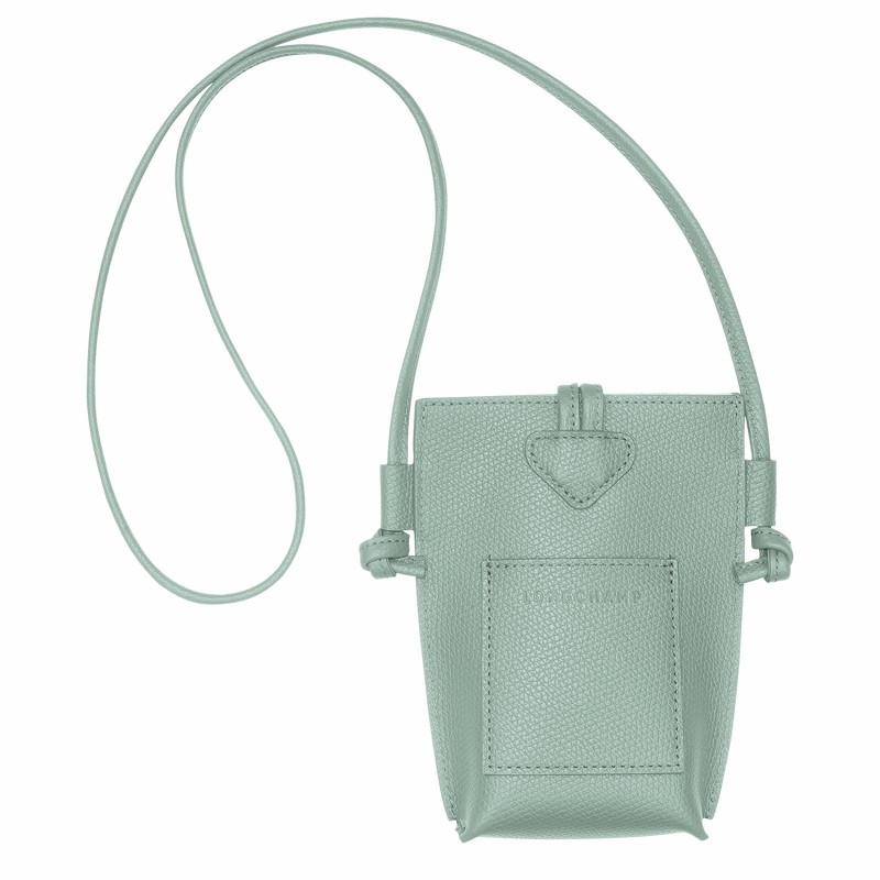 Longchamp Le Roseau Phone case - Leather Celadon USA | 34180HFP282