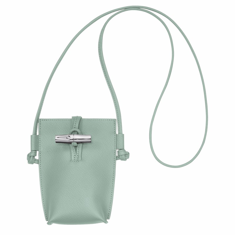 Longchamp Le Roseau Phone case - Leather Celadon USA | 34180HFP282