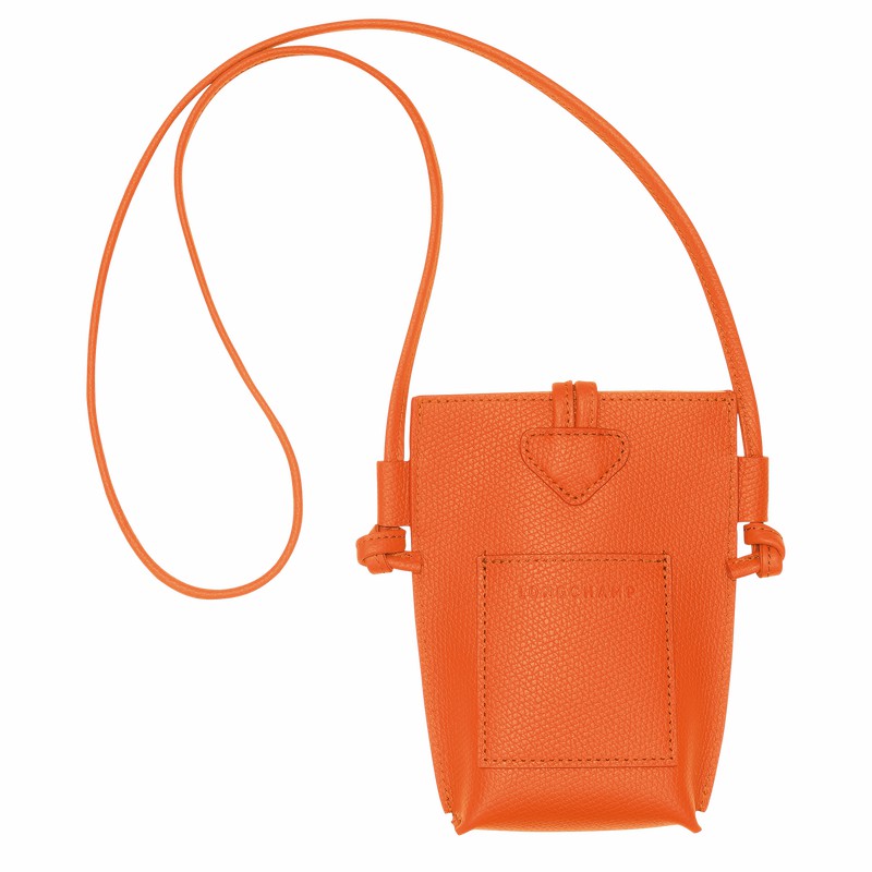 Longchamp Le Roseau Phone case - Leather Orange USA | 34180HFP017