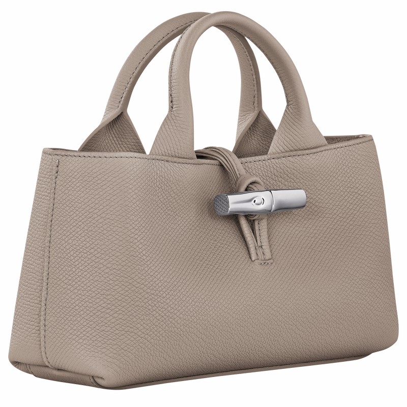 Longchamp Le Roseau S Handbag - Leather Grey USA | 10280HFP266