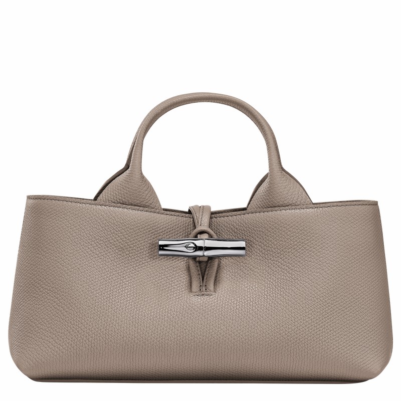 Longchamp Le Roseau S Handbag - Leather Grey USA | 10280HFP266