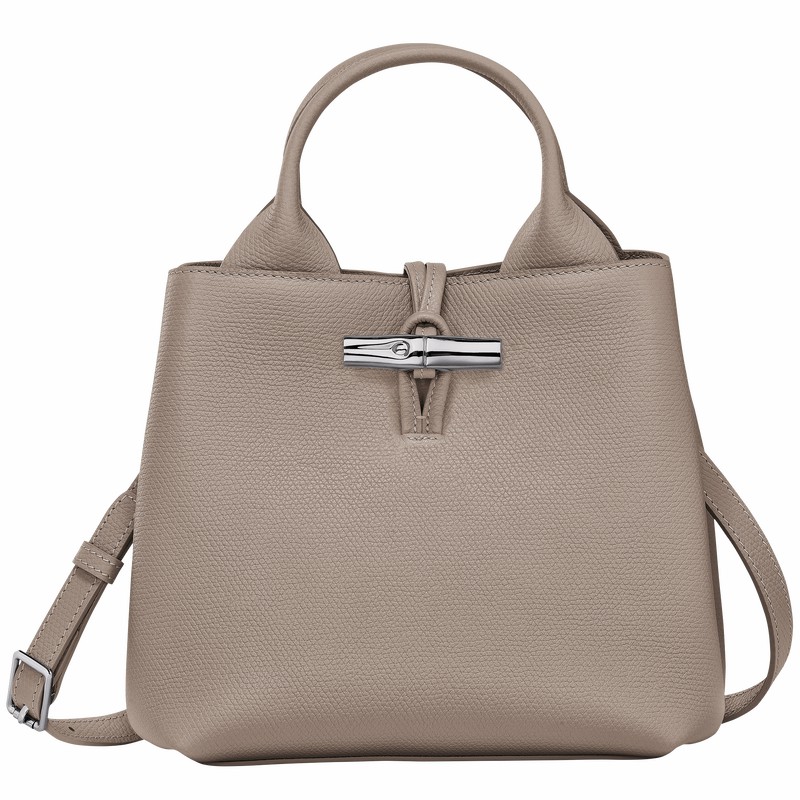 Longchamp Le Roseau S Handbag - Leather Grey USA | 10273HFP266