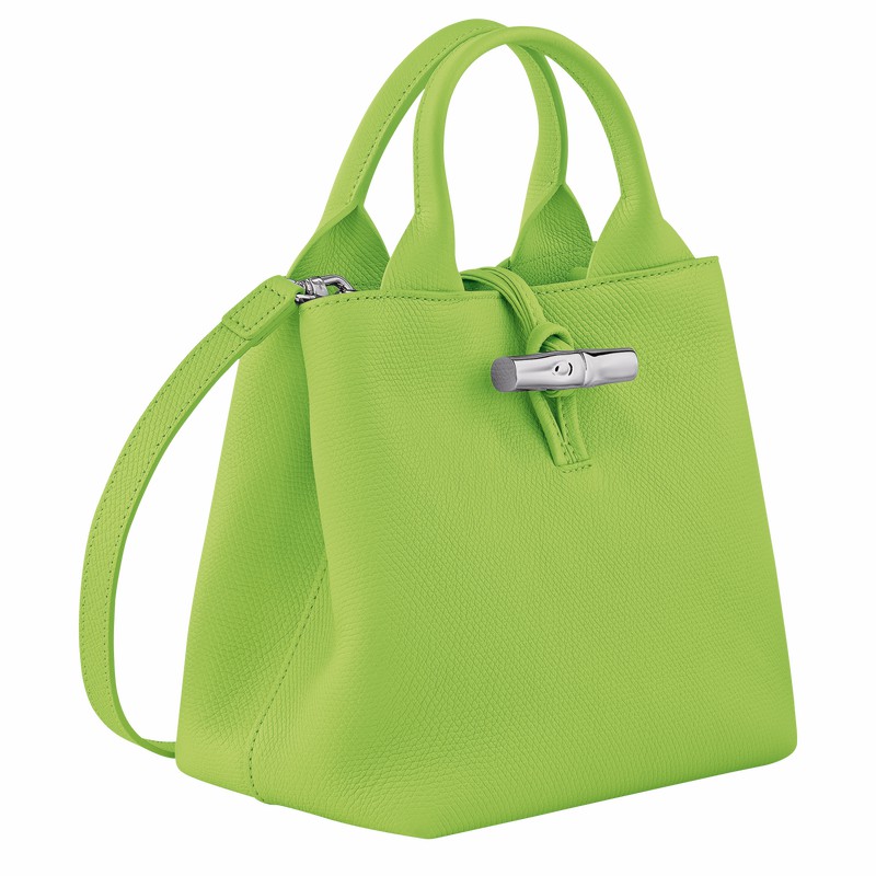 Longchamp Le Roseau S Handbag - Leather Green Light USA | 10273HFP355