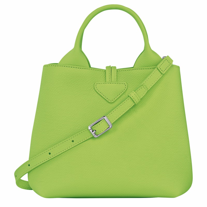 Longchamp Le Roseau S Handbag - Leather Green Light USA | 10273HFP355