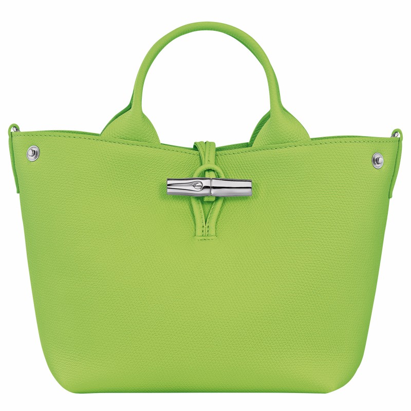 Longchamp Le Roseau S Handbag - Leather Green Light USA | 10273HFP355