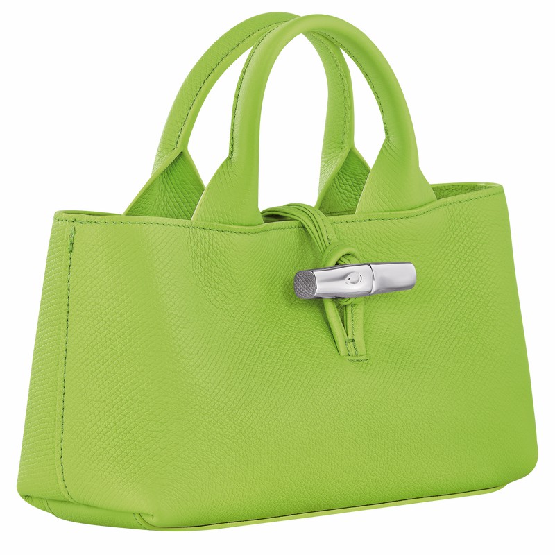 Longchamp Le Roseau S Handbag - Leather Green Light USA | 10280HFP355