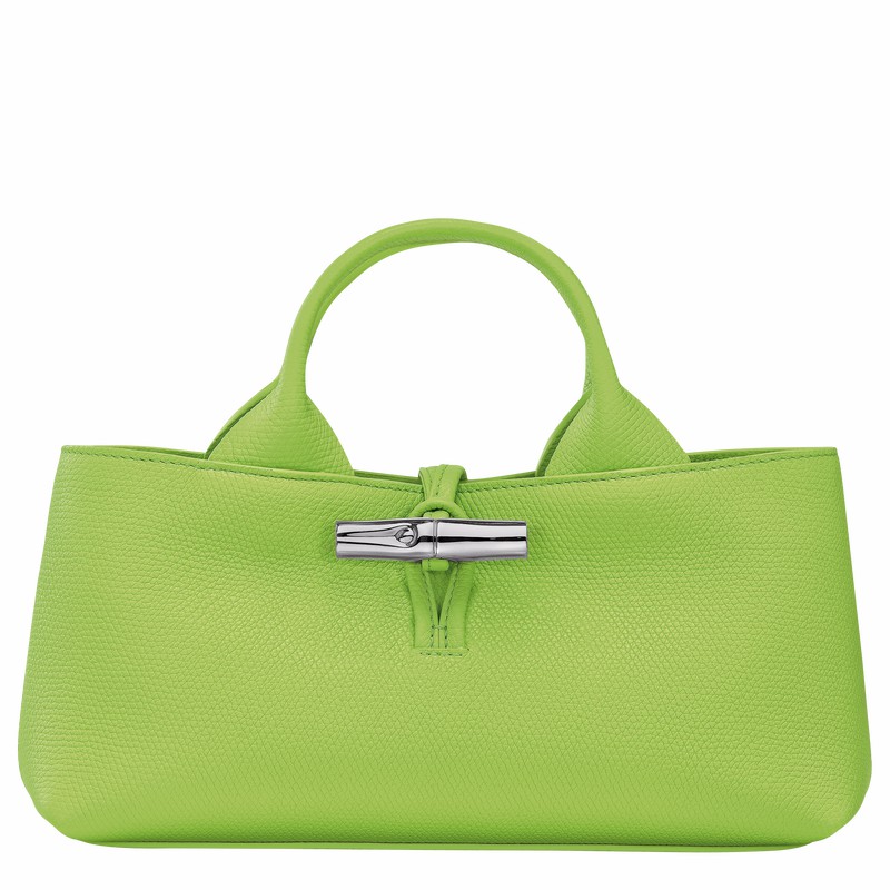 Longchamp Le Roseau S Handbag - Leather Green Light USA | 10280HFP355