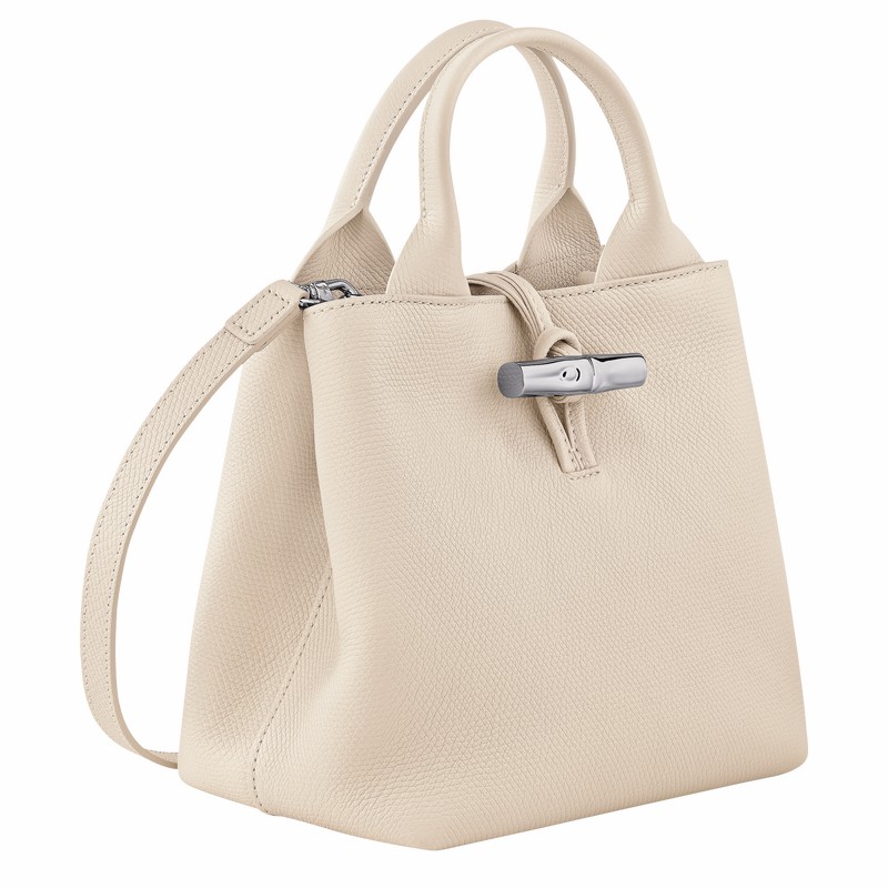 Longchamp Le Roseau S Handbag - Leather White USA | 10273HFP555