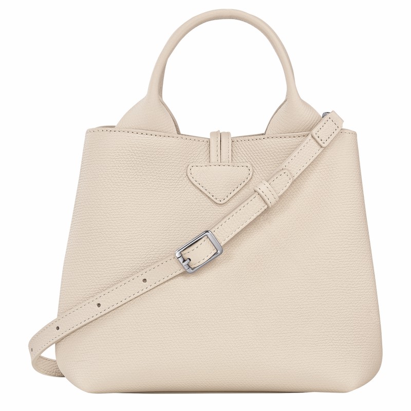 Longchamp Le Roseau S Handbag - Leather White USA | 10273HFP555