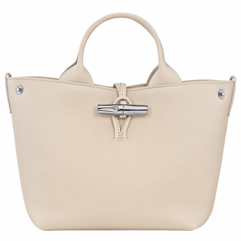 Longchamp Le Roseau S Handbag - Leather White USA | 10273HFP555