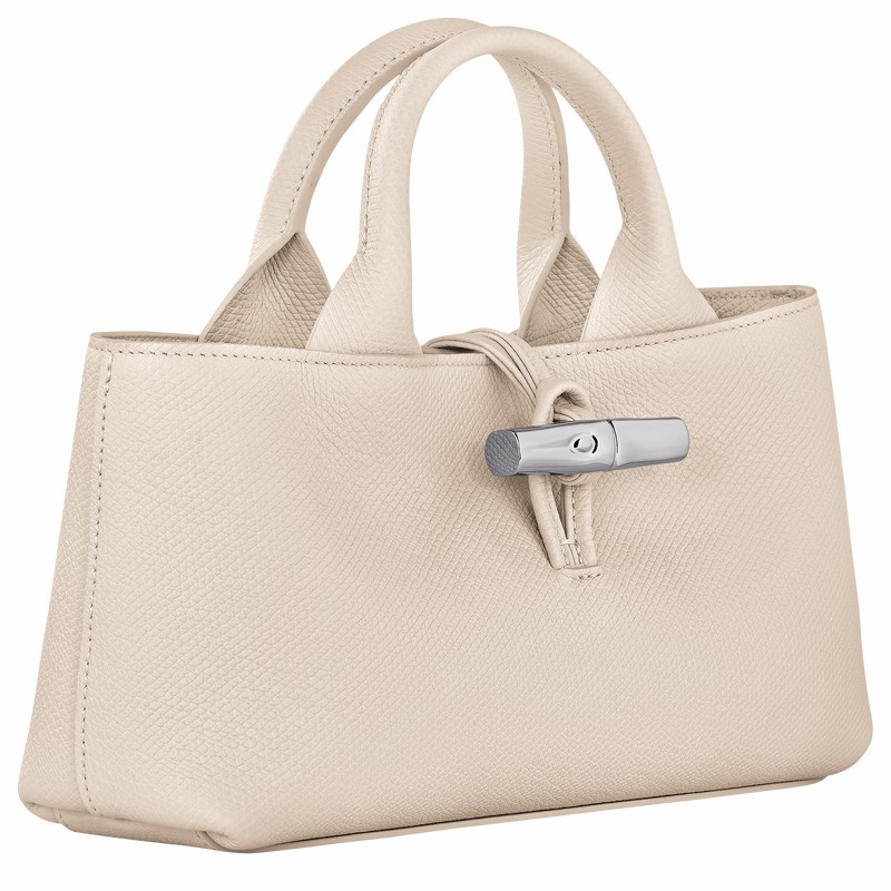 Longchamp Le Roseau S Handbag - Leather White USA | 10280HFP555