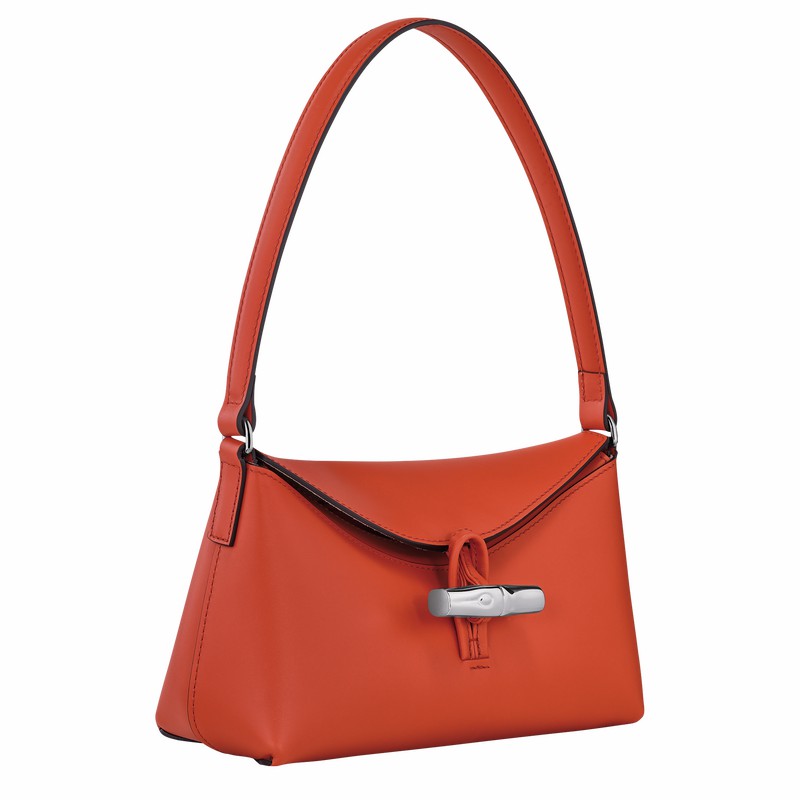 Longchamp Le Roseau S Hobo bag - Leather Orange USA | 10230HCL685