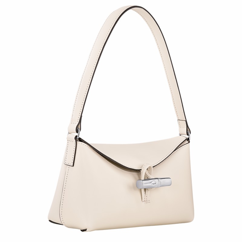 Longchamp Le Roseau S Hobo bag - Leather White USA | 10230HCL037