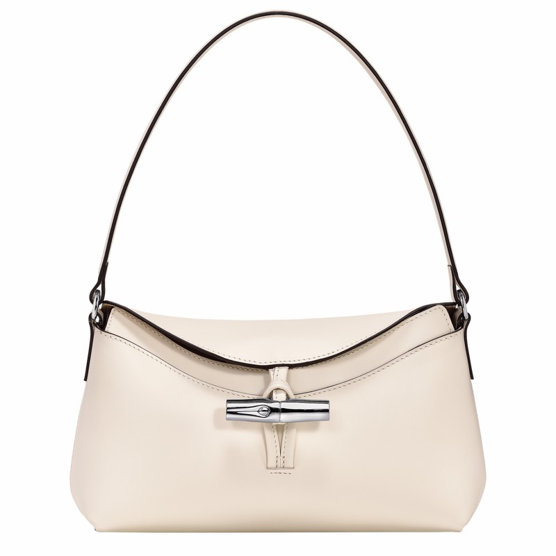 Longchamp Le Roseau S Hobo bag - Leather White USA | 10230HCL037